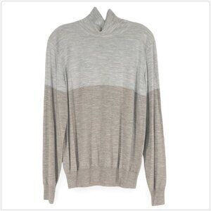 Brunello Cucinelli Heather Gray Beige Turtleneck Wool and Cashmere Sweater 48